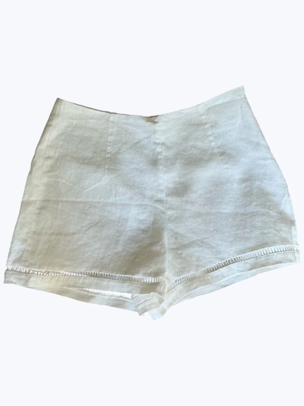 Banana Republic Hi Rise Ladder Stitch Lace Trim 3” White Linen Shorts NWT SZ 4